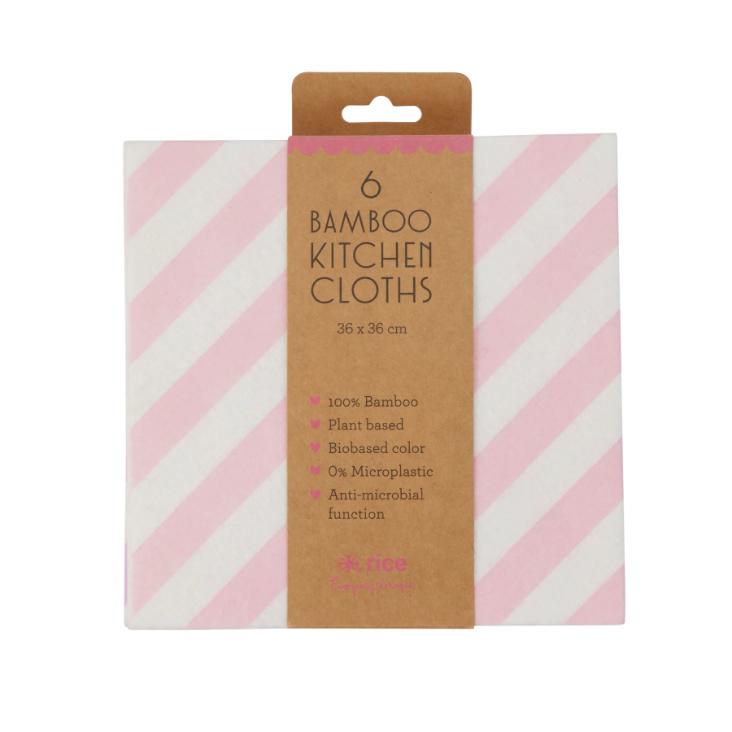 RICE Bambus Putzlappen 6er-Set - Striped Print