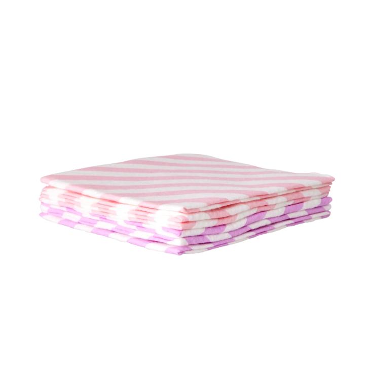 RICE Bambus Putzlappen 6er-Set - Striped Print - 2