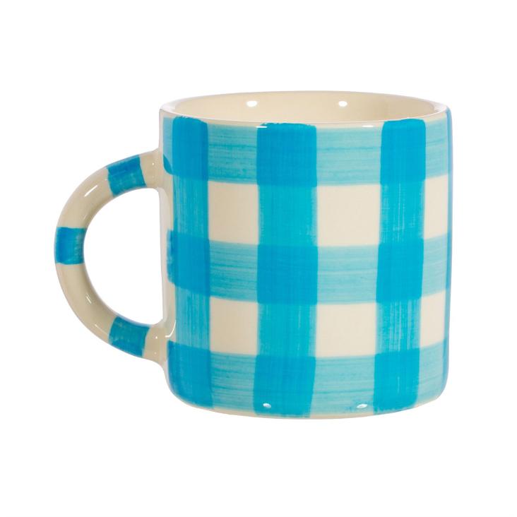 Gingham Tasse Blau