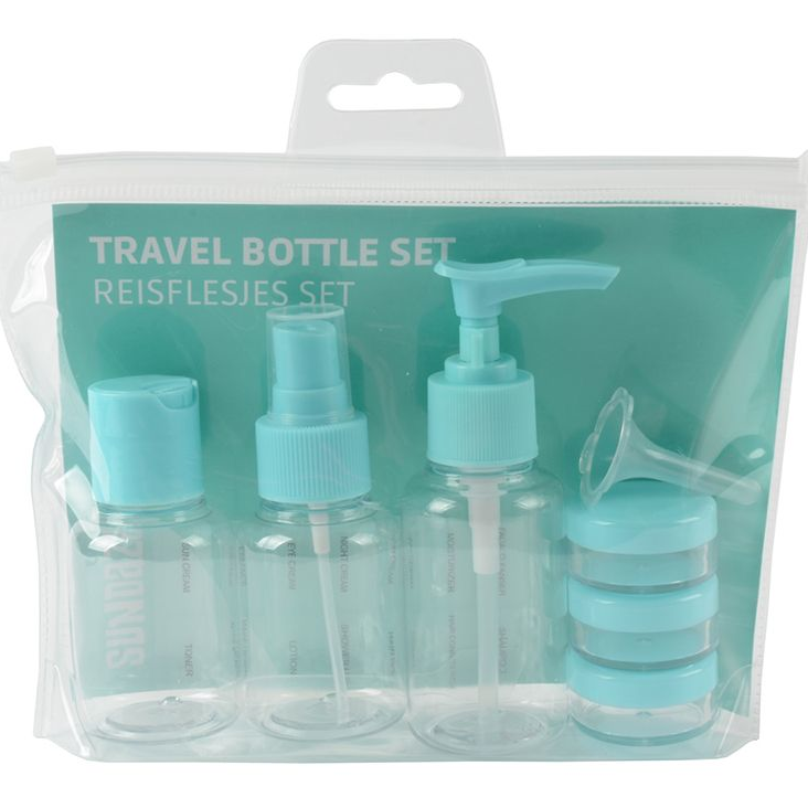 Travel Bottle Set blue 8 Stück