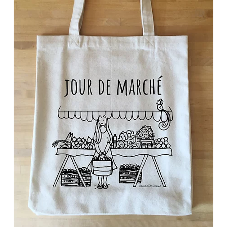 Einkaufstasche Jour de Marché Handgezeichnet F