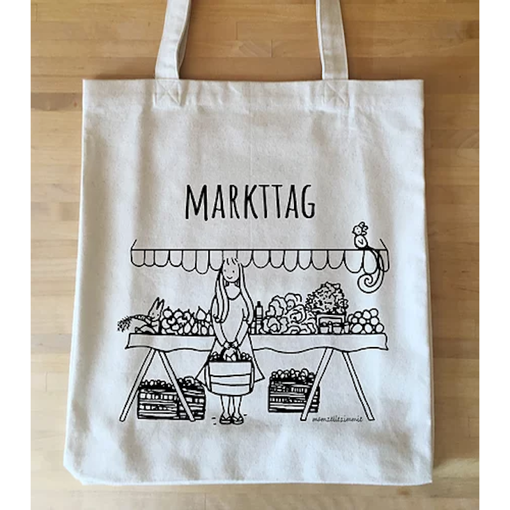 Einkaufstasche Markttag Handgezeichnet