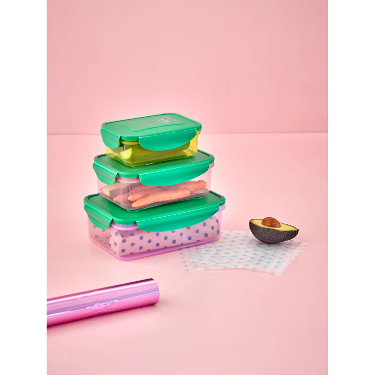 Rectangular Plastic Food Boxes - Multicolor - Set of 3