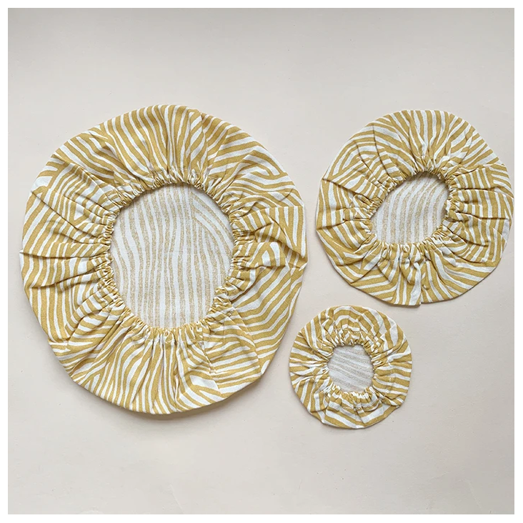 Cotton Covers 3er Set Mustard Wave