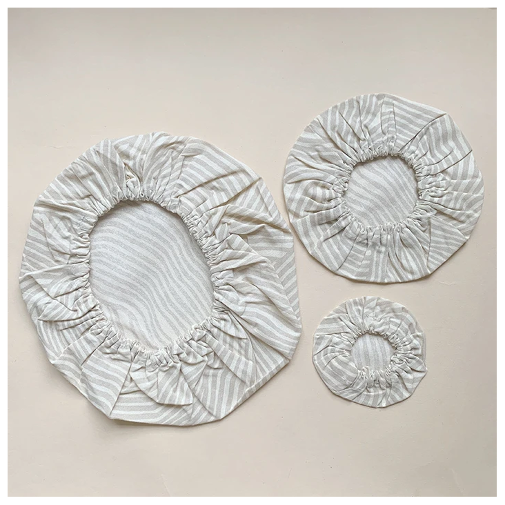Cotton Covers 3er Set Oyster grey Wave