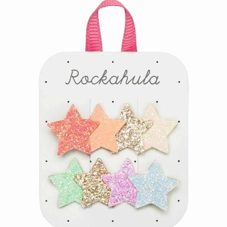 Rainbow Shimmer Star Clips