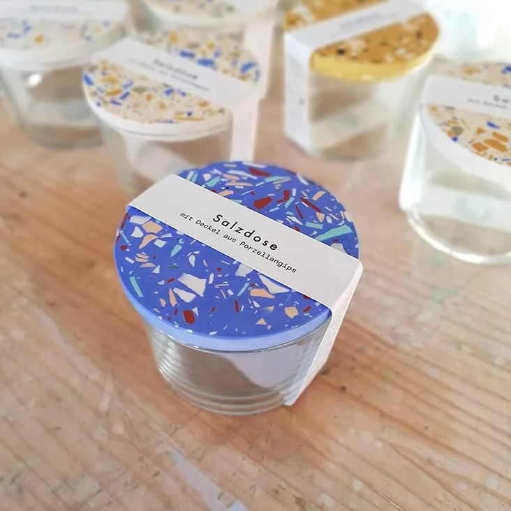 Handmade Salzdose Blau-Azul Terrazzo