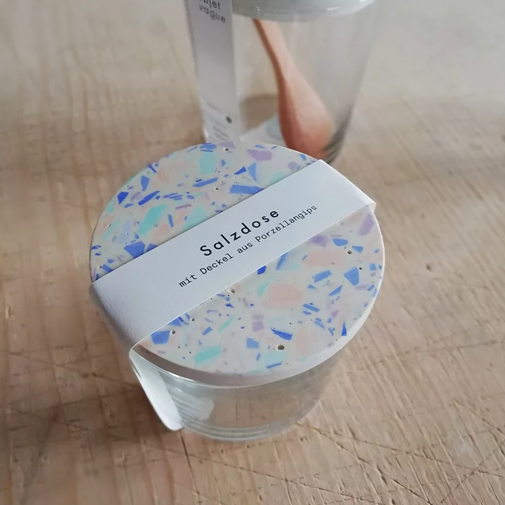 Handmade Salzdose Creme Lila Terrazzo