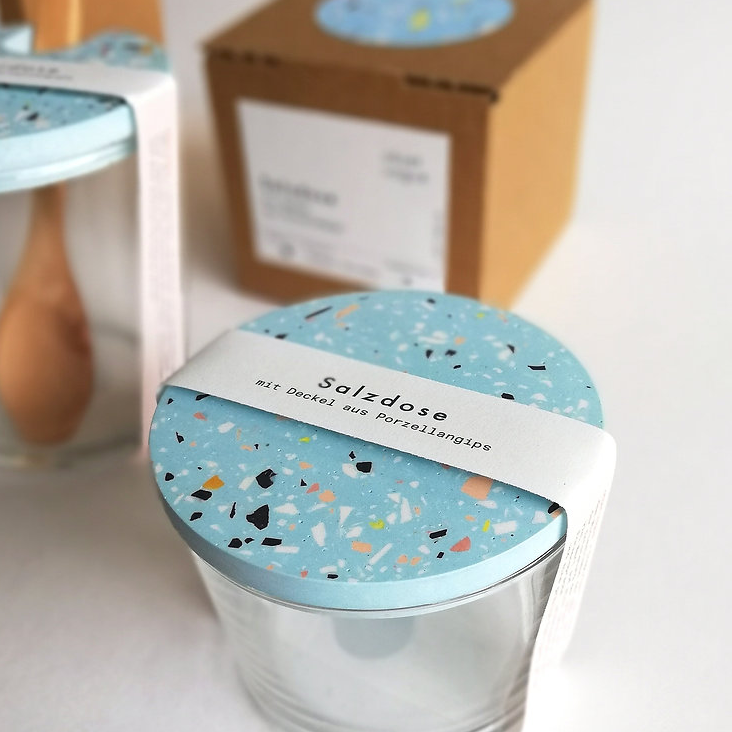 Handmade Salzdose Hellblau Terrazzo