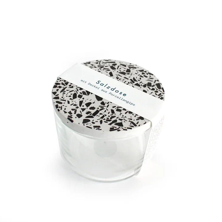 Handmade Salzdose Weiss Terrazzo