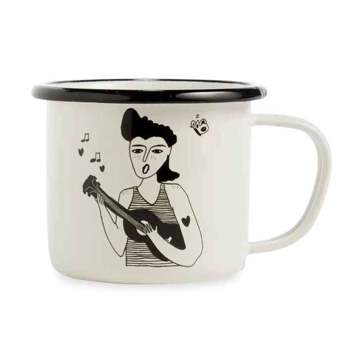 Emaillebecher mit Pete und seiner Ukulele