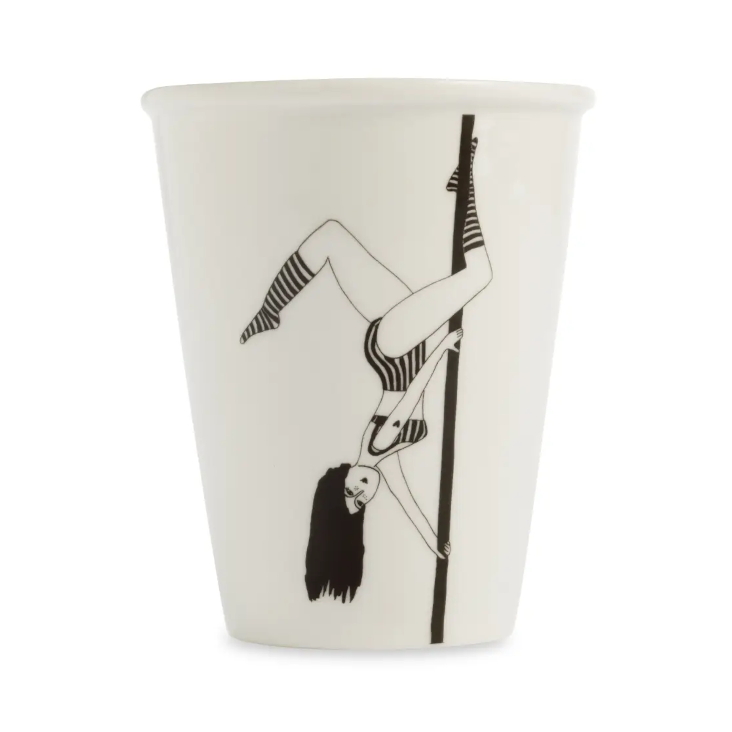 Porzellantasse mit Poledance-Illustration