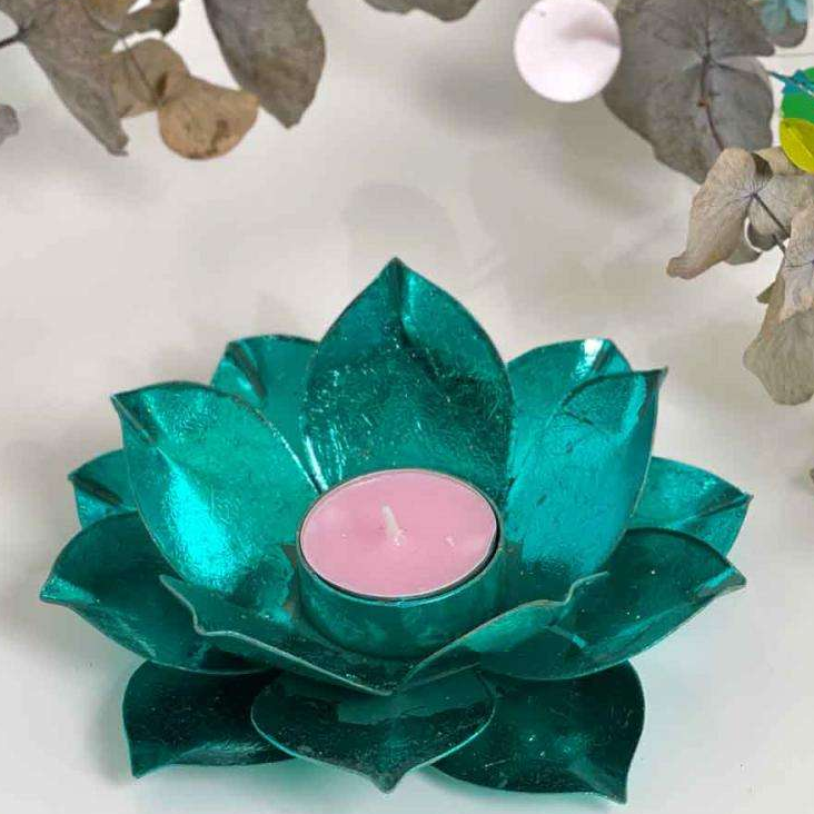 Kerzenhalter Lotus Metallic Shine Turquoise