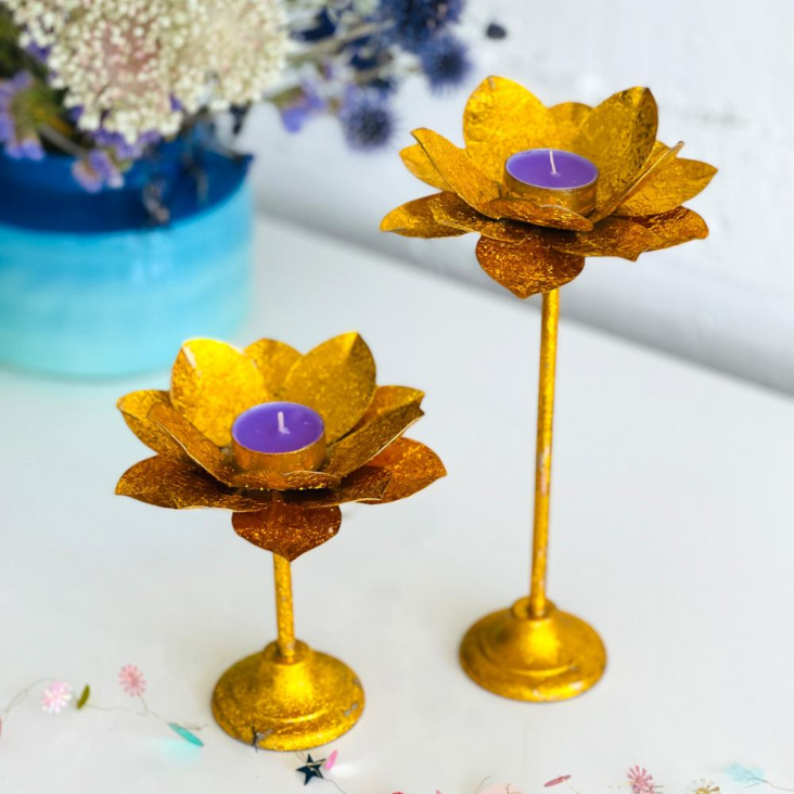 Kerzenständer Lotus Metallic Shine Gold Klein
