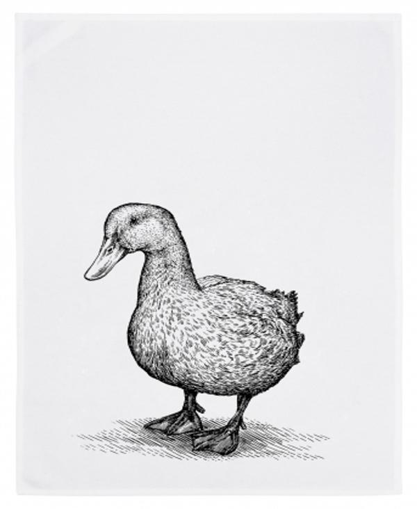 Geschirrtuch weiss, ENTE, grau