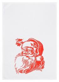 Geschirrtuch weiss, WEIHNACHTSMANN neon rot