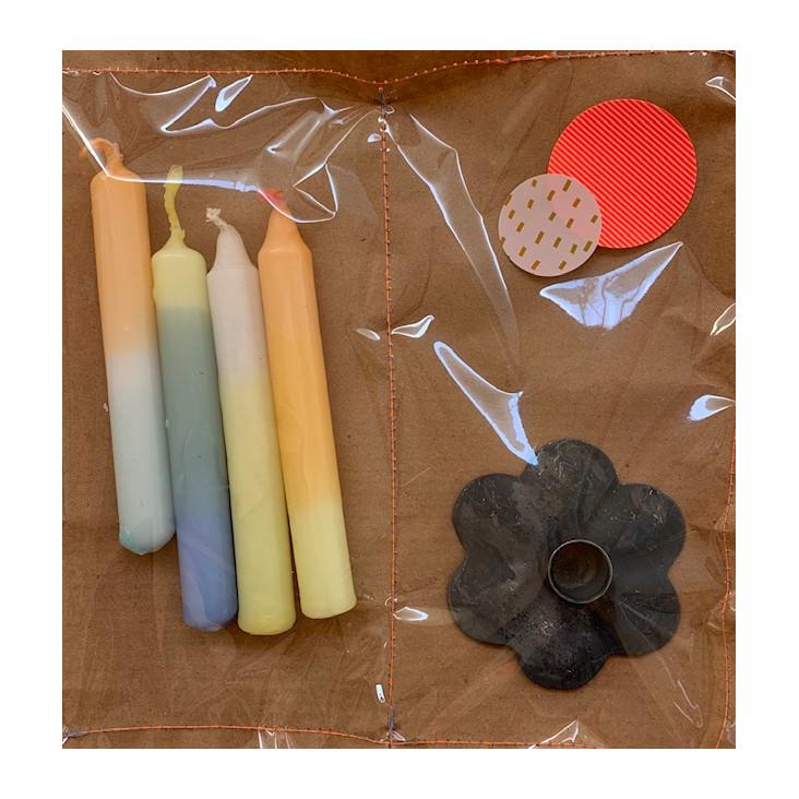 Kerzen inkl Kerzenständer grau Handmade