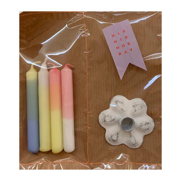 Kerzen inkl Kerzenständer weiss Handmade