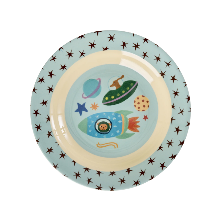 Rice Melamin Kinderteller - Dogs in Space Print