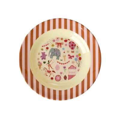 RICE Melamin Kinderteller - Fun Fair Print Pink