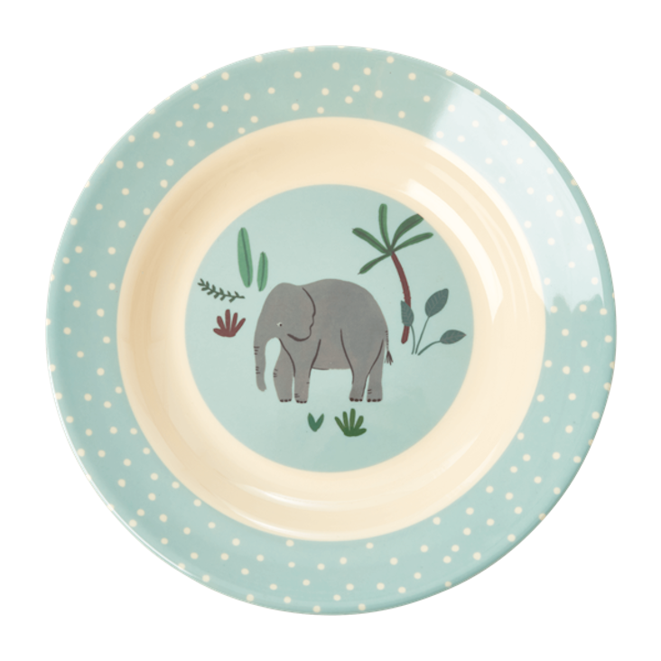 Rice Kinderteller Melamin - Jungle Animals Print - Blau
