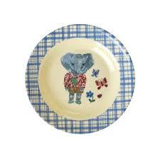 Melamine Kids Bowl with Nathalie Lété Print - Blue