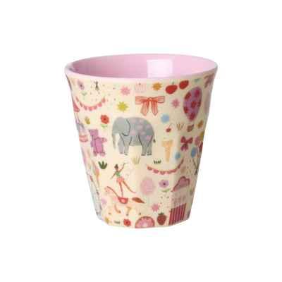 Melamine Kids Cup with Fun Fair Print - Pink - Small