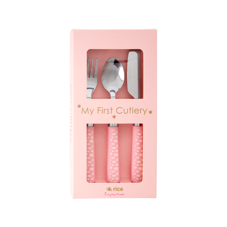 Rice Kinderbesteck - Cloud Print Pink