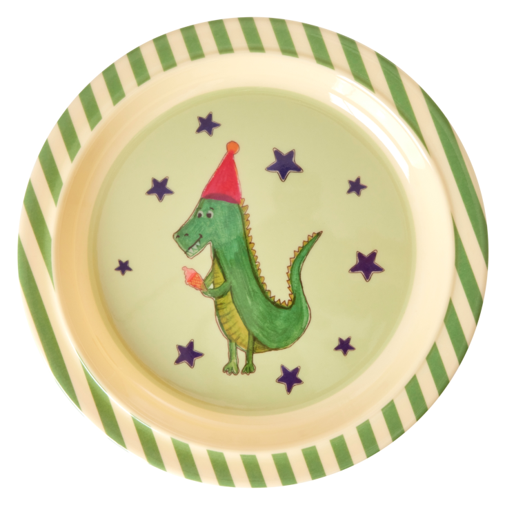 Melamine Kids Plate Animal Print Green