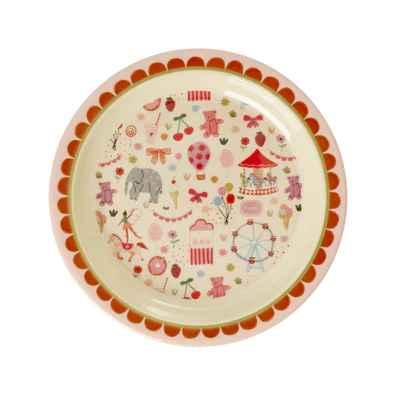 Melamine Kids Lunch Plate with Fun Fair Print - Pink
