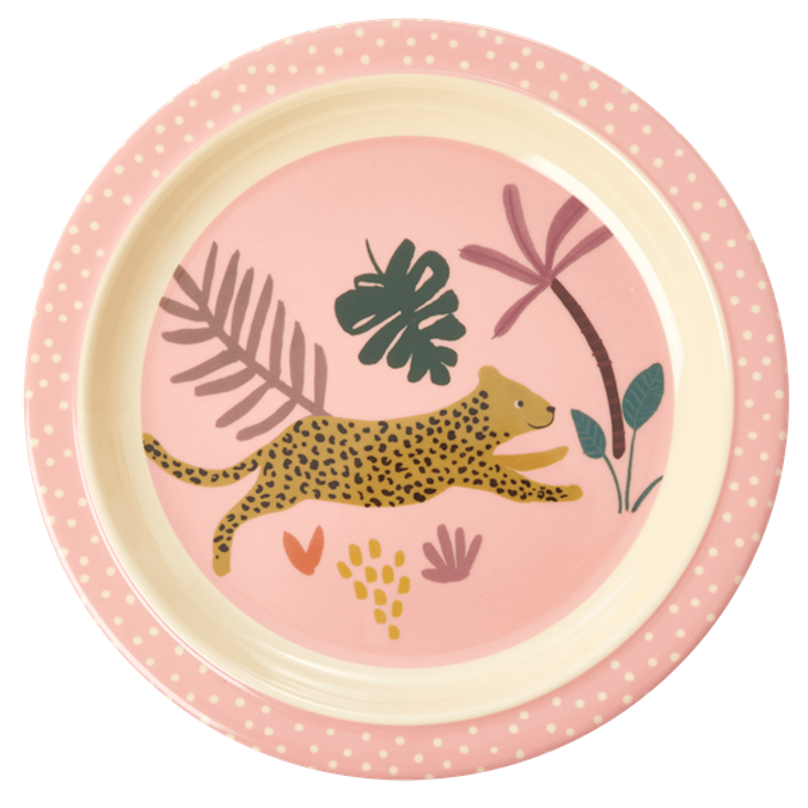 Rice Kinderteller - Jungle Animals Print Pink