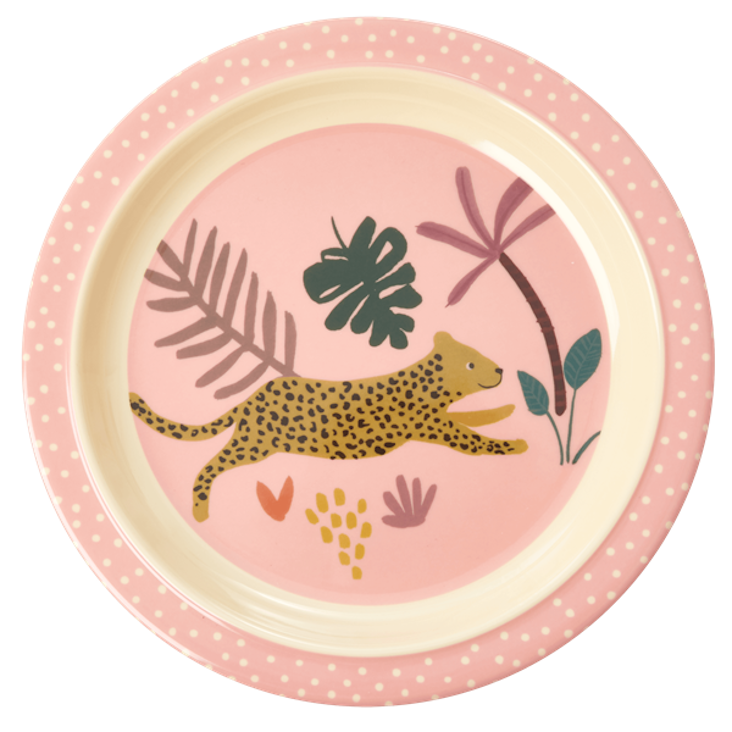 Rice Kinderteller - Jungle Animals Print - Pink