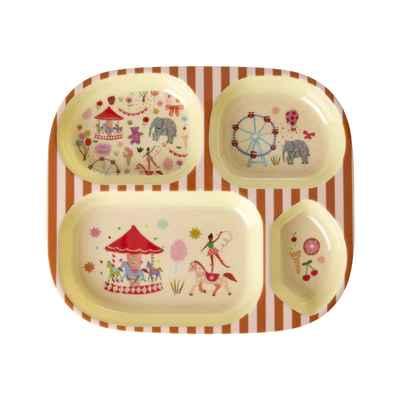 Melamine Kids 4 Room Plate with Fun Fair Print - Pink