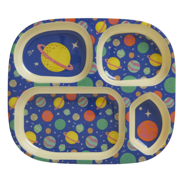 Rice Melamin Kinderteller 4 Fächer Galaxy Print
