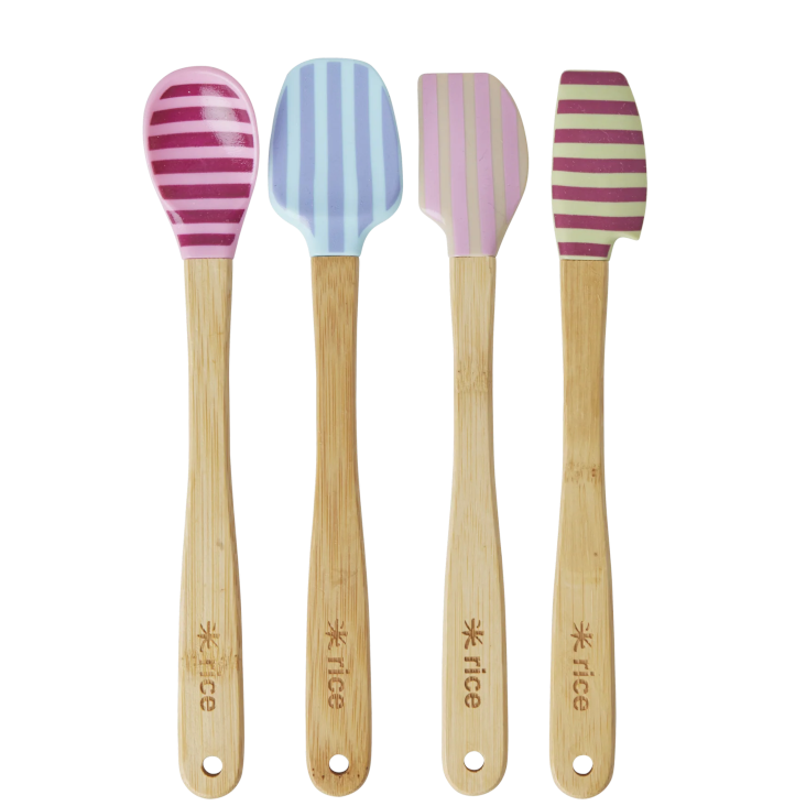 Silicone Scrapers with Bamboo Handle - Set of 4