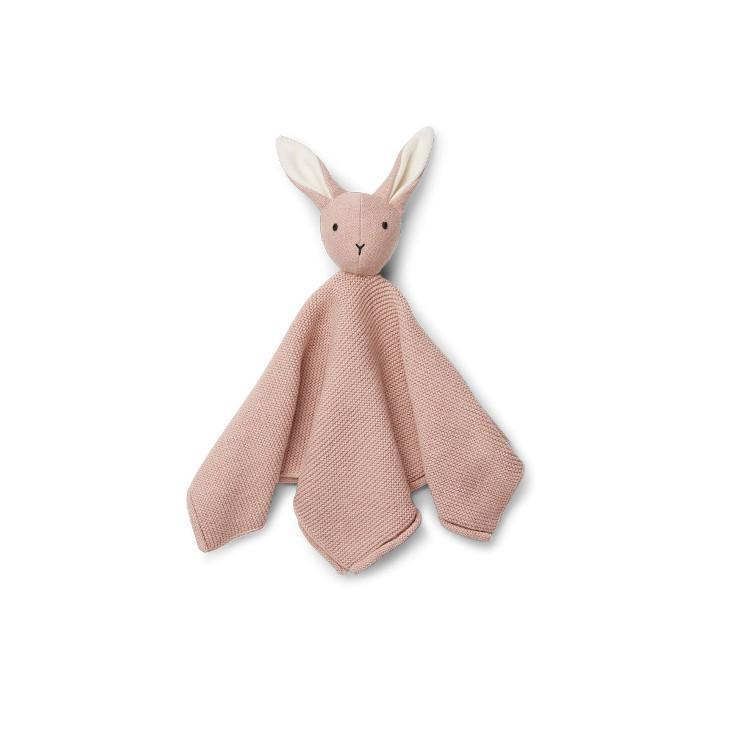 Schnullertuch Hase Rose gestrickt