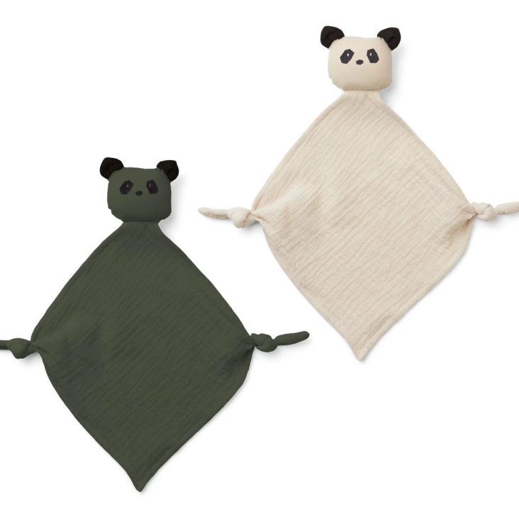 Yoko Mini Cuddle Cloth 2 Pack - Panda Hunter Green/ sandy mix