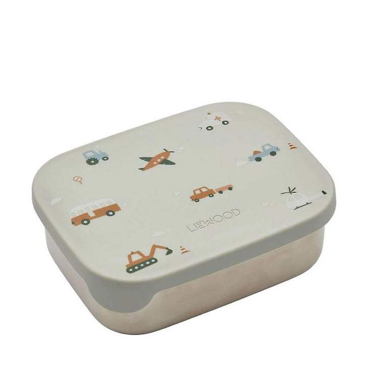 Liewood Lunchbox Arthur - Vehicle / Dove blue mix