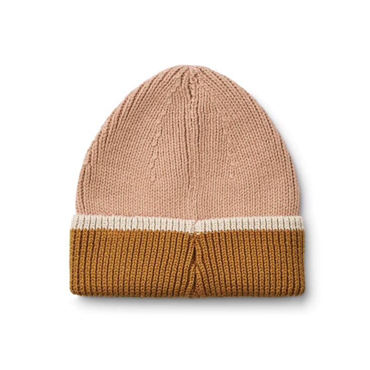 Liewood - Ezra Beanie - Dark rose/Sandy/Golden caramel