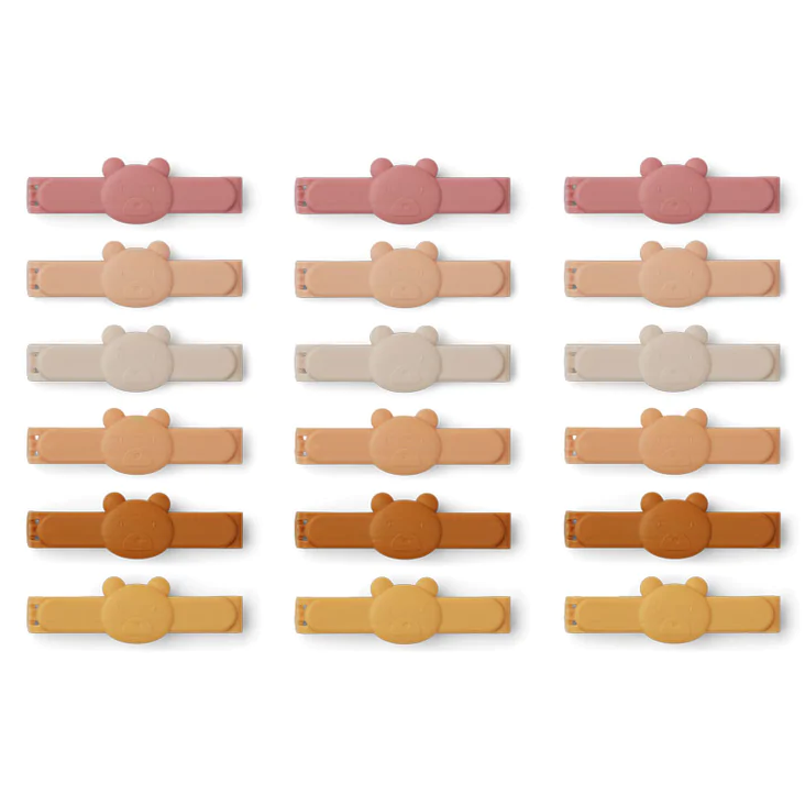 Liewood Verschlussklemmen 18er-Pack - Mr. Bear Mix Rose
