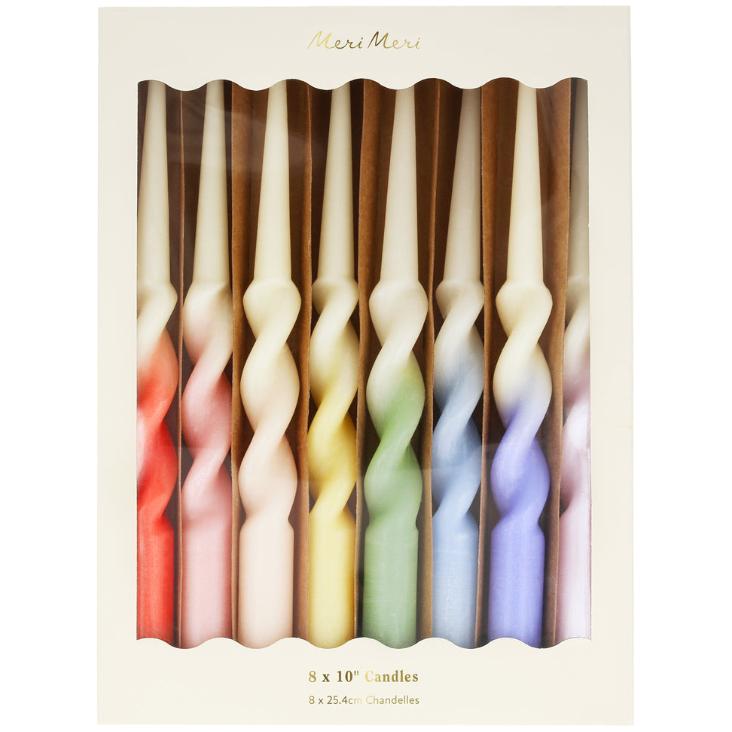 Rainbow Twisted Tischkerzen von Meri Meri