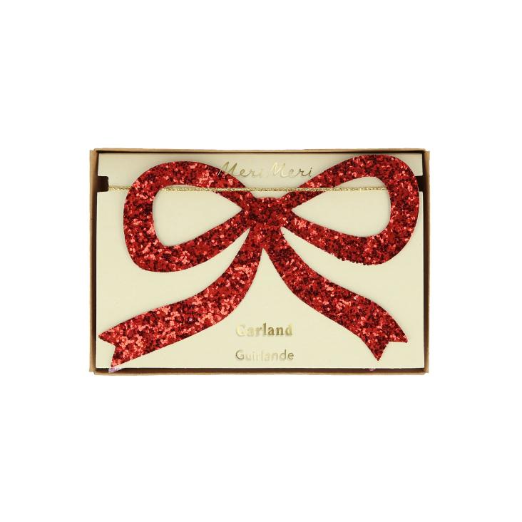 Red & Pink Glitter Bow Garland von merimeri