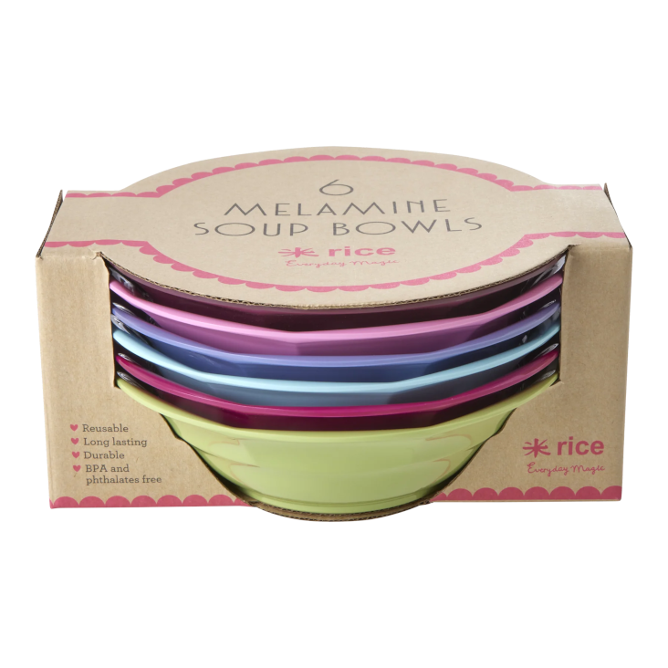 Melamin Suppenschüssel - Mehrfarbig - 6er Pack