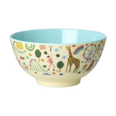 Melamine Bowl with Fun Fair Print - Mint - Medium