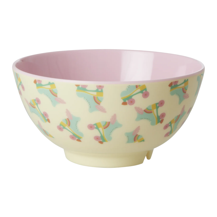 Medium Melamin Schüssel - Crème - Roller Skate Print