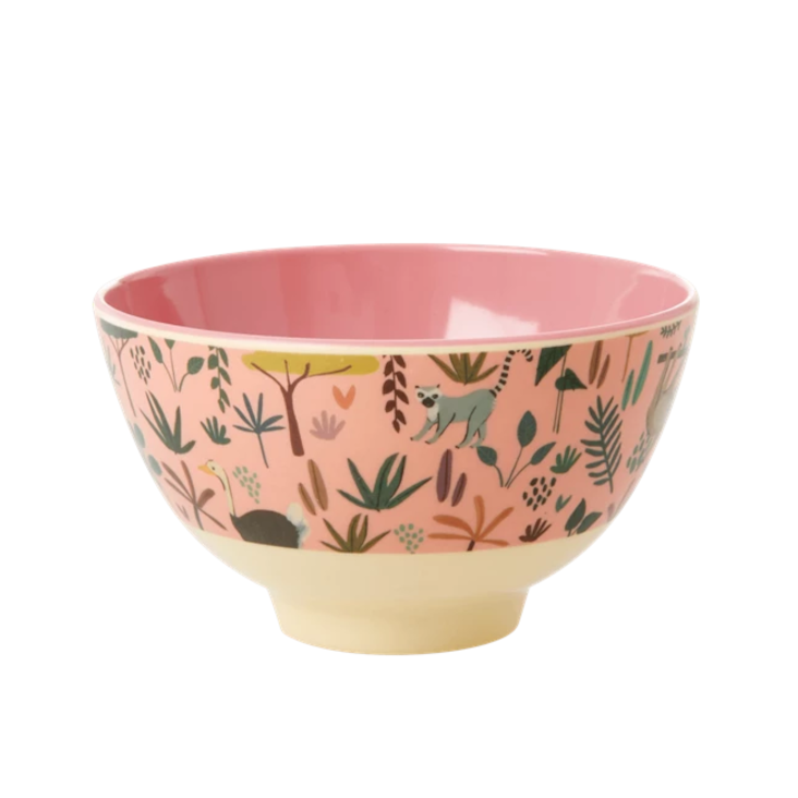 Rice Melamin Schüssel klein - All over Jungle Animals Print Coral