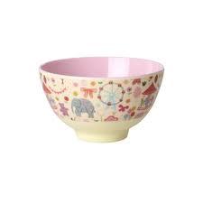 Melamine Bowl with Fun Fair Print - Pink - Small