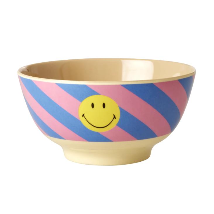 Rice Melamin Schüssel - Striped Smiley Print