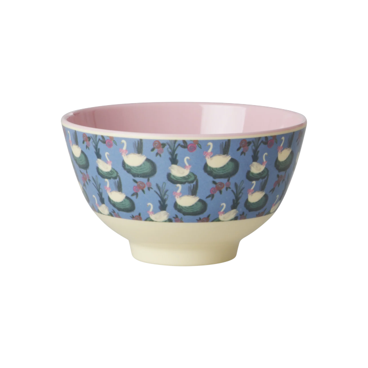 Melamine Bowl with Swan Lake Print