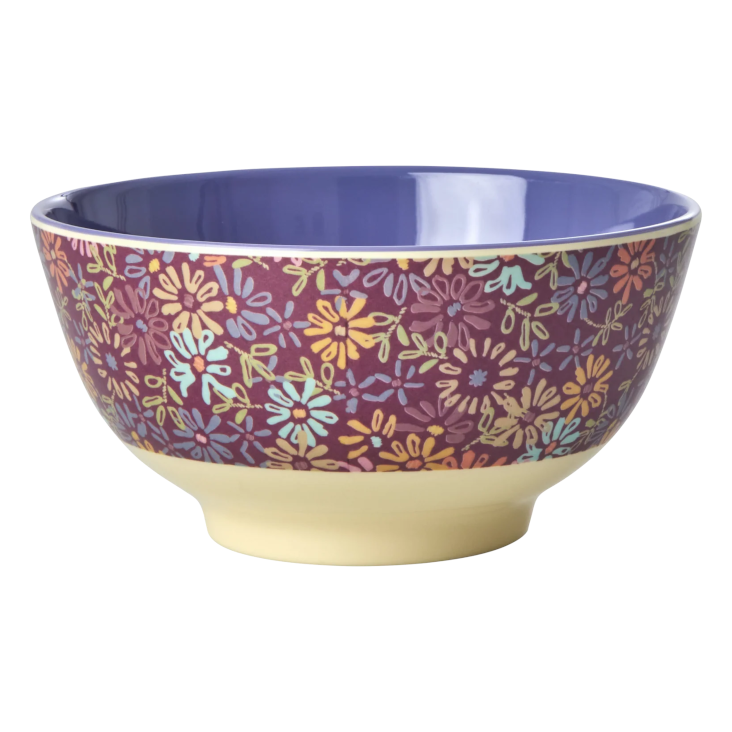 Medium Melamine Bowl - Lavender - Wild Vintage Flower Print